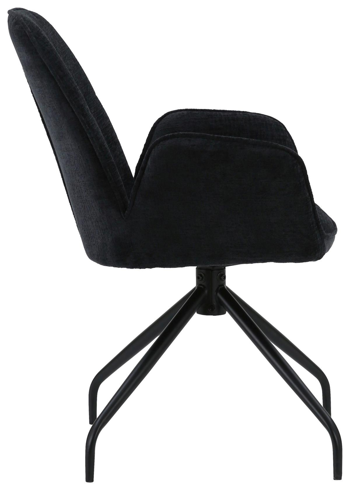 Armlehnstuhl Fria Giga Webstoff dunkelgrau, B: 59cm - Dunkelgrau/Schwarz, KONVENTIONELL, Textil/Metall (59/86/62cm)