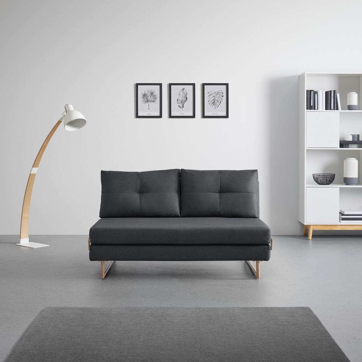 Rozkládací pohovka MALIC tmavěšedá - barvy dubu/tmavě šedá, Moderní, kov/textil (150/84/90cm) - Bessagi Home