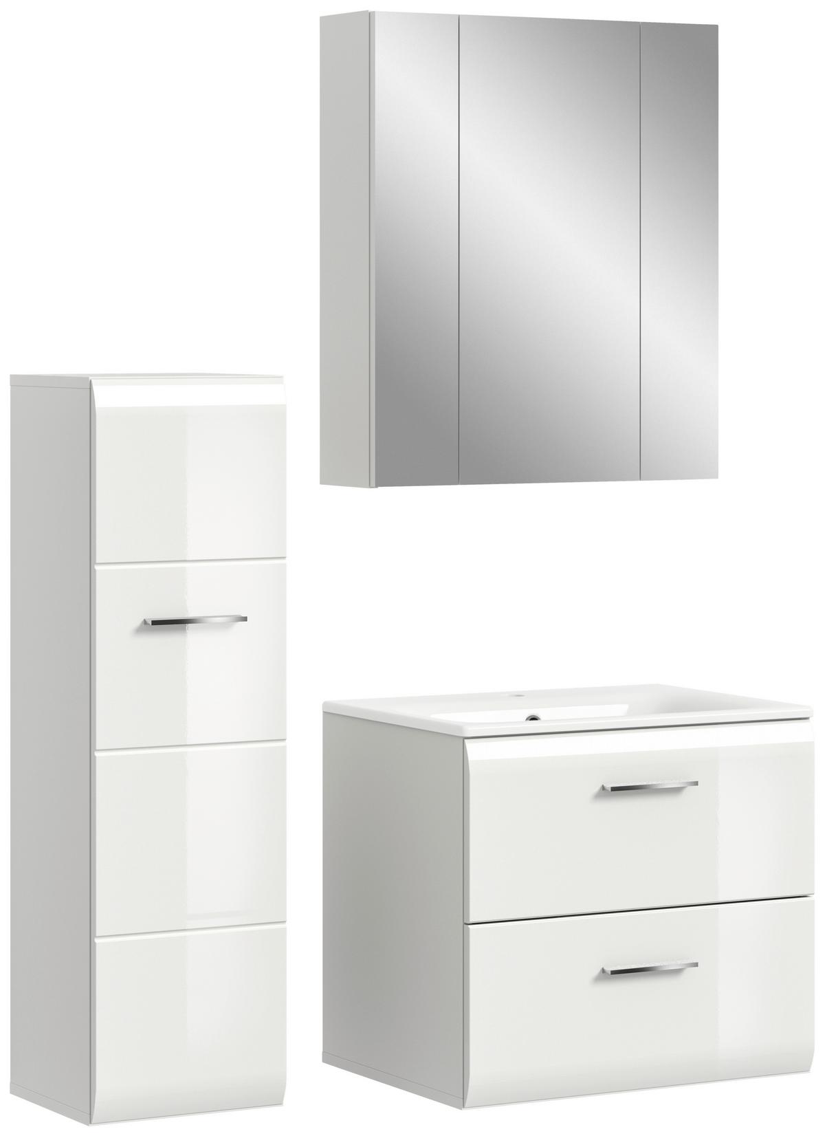 Badezimmer Ice Weiß Hg B: 90 Cm - Weiß Hochglanz/Schwarz, MODERN, Keramik/Holzwerkstoff (90cm) - MID.YOU