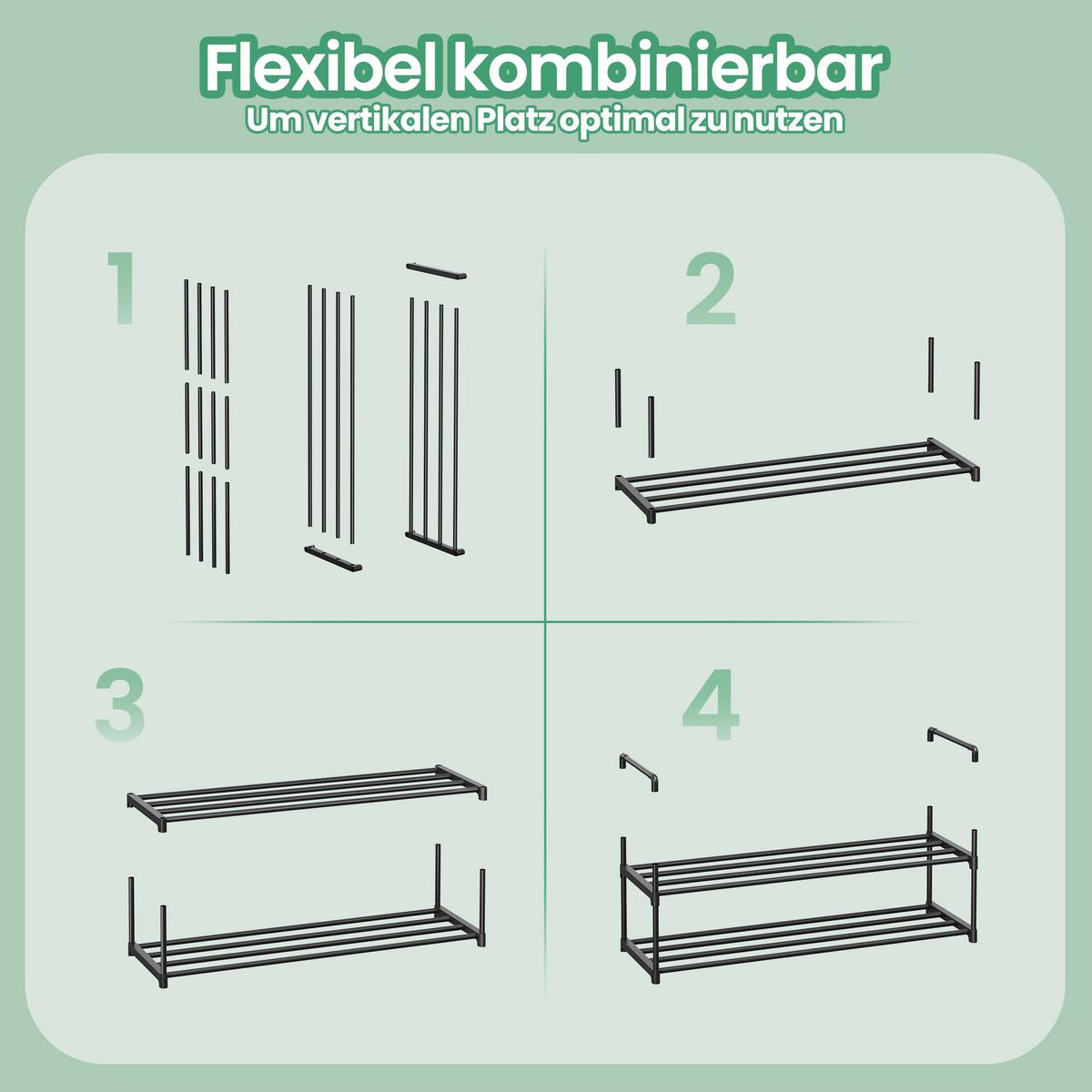 Schuhregal Schwarz B: 92cm - Schwarz, Basics, Kunststoff/Metall (92/34/30cm)