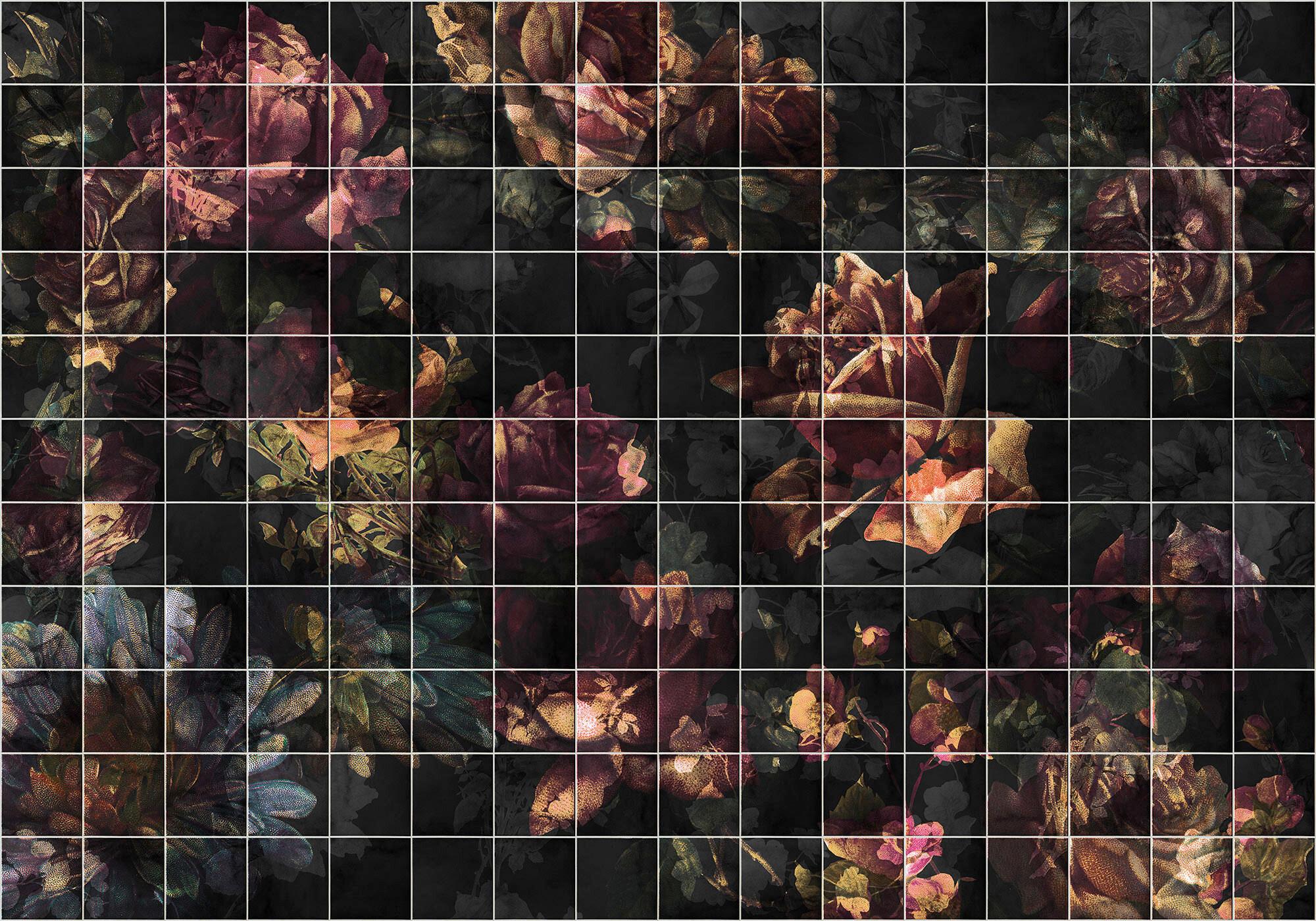 Fototapete Tiles Flowers - Multicolor, Trend, Papier (400/280cm) - Komar