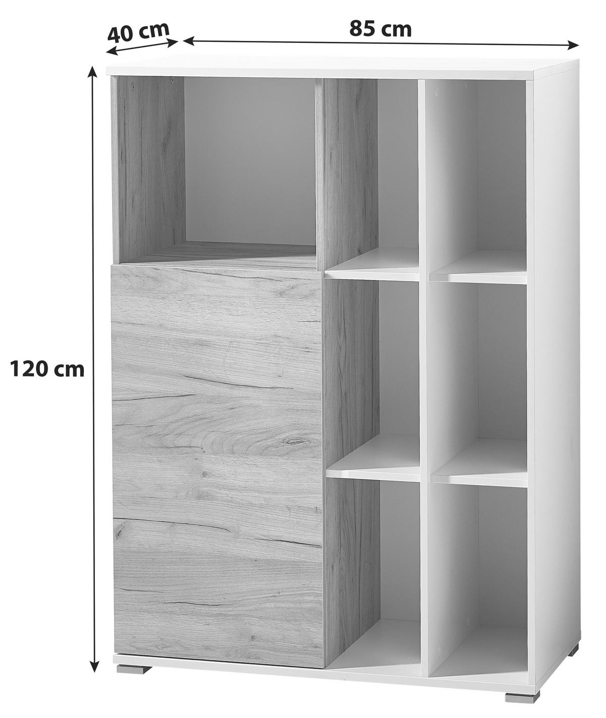 Aktenschrank Gw-Lioni Eiche Dekor B 85 cm - Eichefarben/Weiß, Design, Holzwerkstoff (85/120/40cm) - Germania