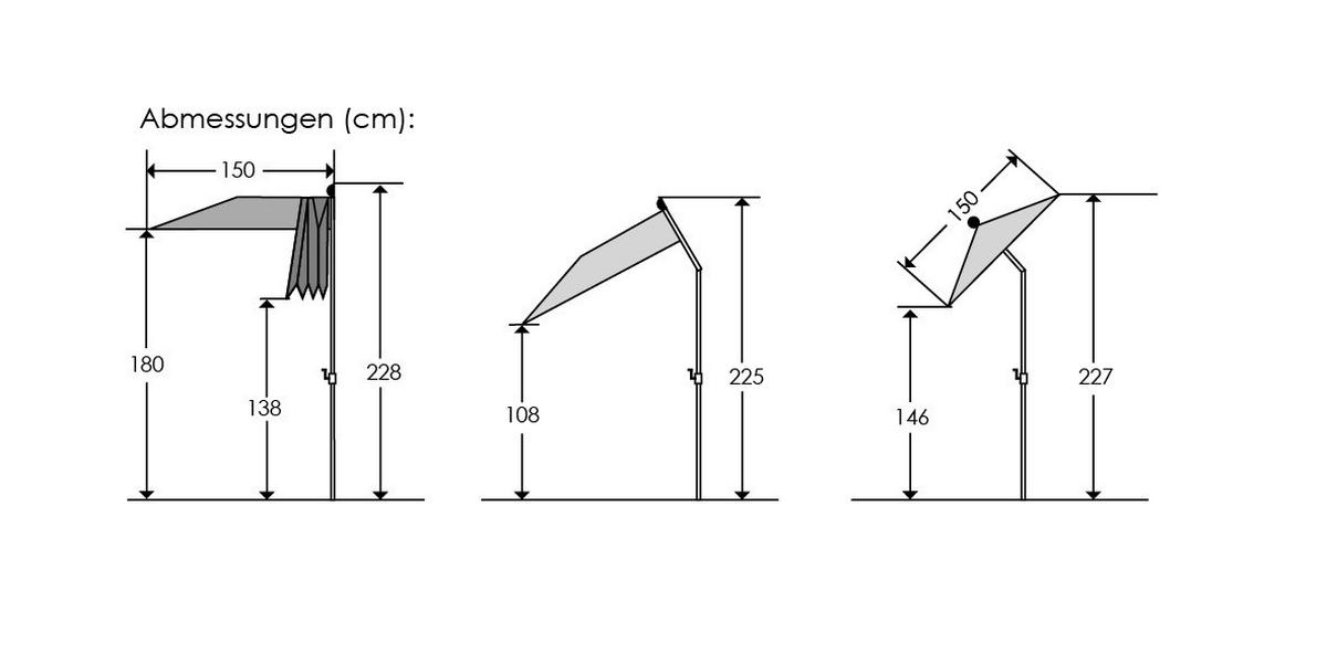 Ampelschirm Salerno Mezza BxHxT: 150x228x150 cm Apfelgrün - Anthrazit/Grün, Basics, Textil/Metall (150/228/150cm) - Schneider