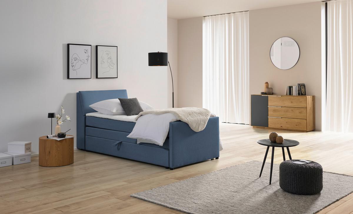 Boxspringbett Mit Bettkasten Nida 100x200 Cm Blaugrau - Blaugrau, MODERN, Holz/Textil (100/200cm) - MID.YOU