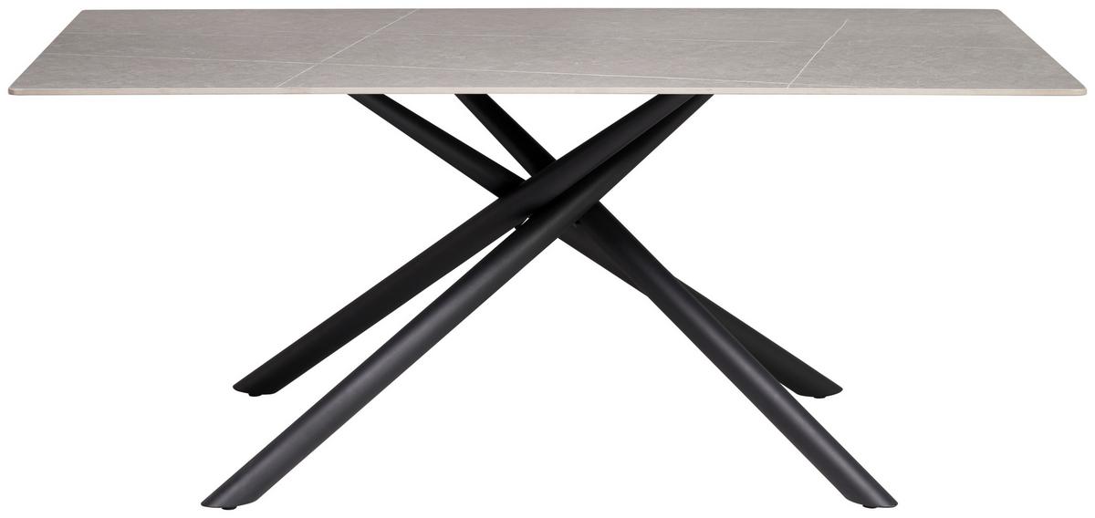 Esstisch Lior Keramik Grau, B: 180 cm - Schwarz/Grau, KONVENTIONELL, Keramik/Metall (180/90/76cm) - MID.YOU