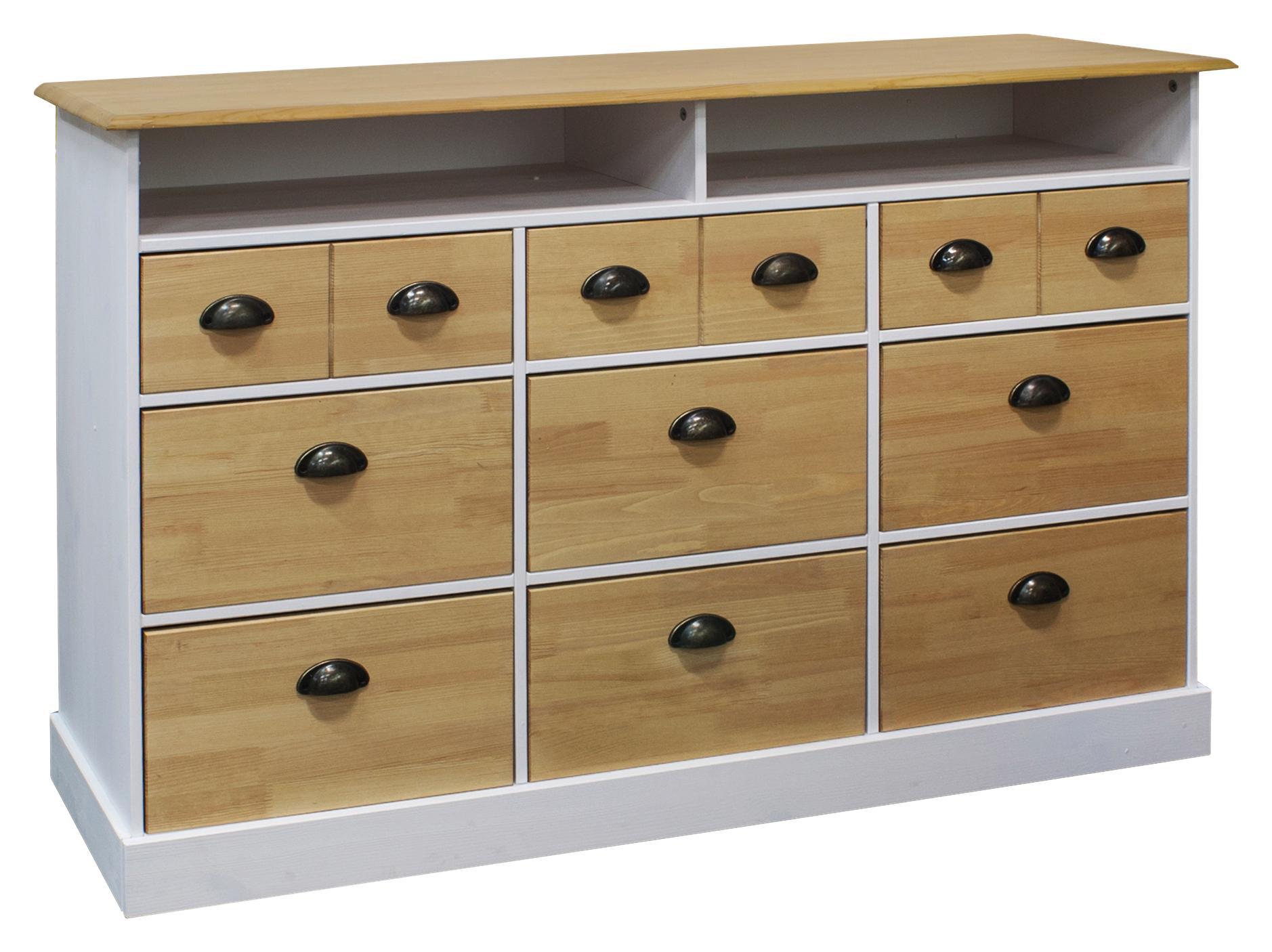 Komód Thea - Feketefenyő/Fehér, Design, Fa (138,8/84/38cm)