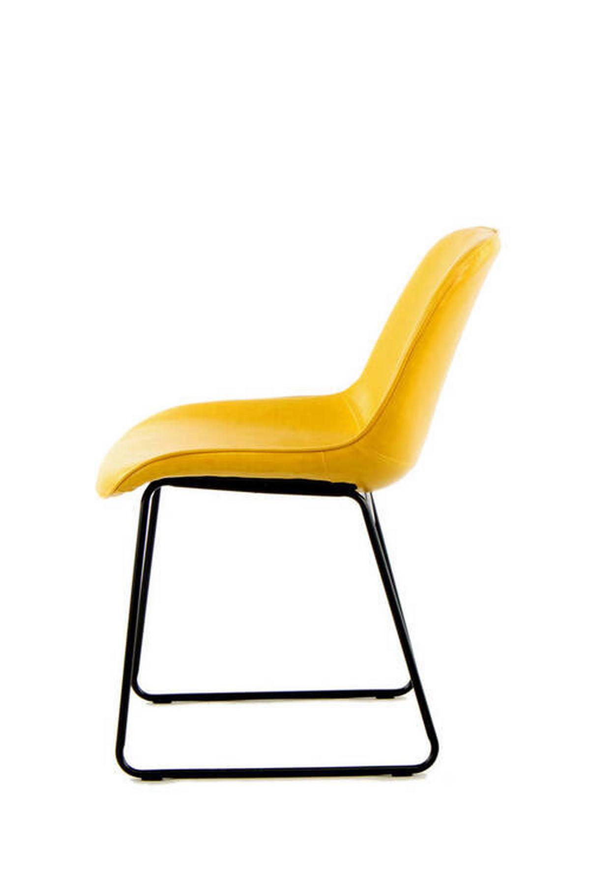 Schalenstuhl Cora Gelb Gepolstert 2er-Set - Gelb, MODERN, Leder/Metall (49,5/81/64,5cm) - Kayoom