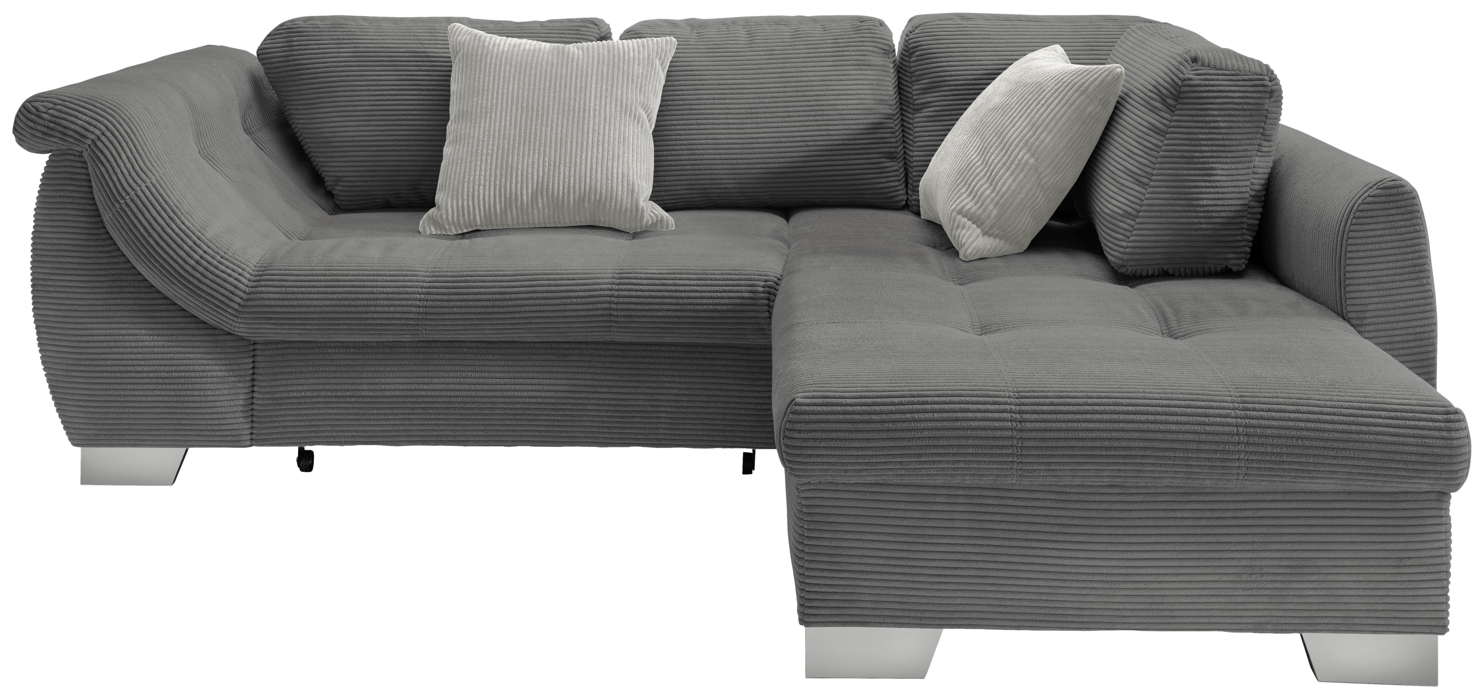 Ecksofa mit Schlaffunktion Flora Grau Cord