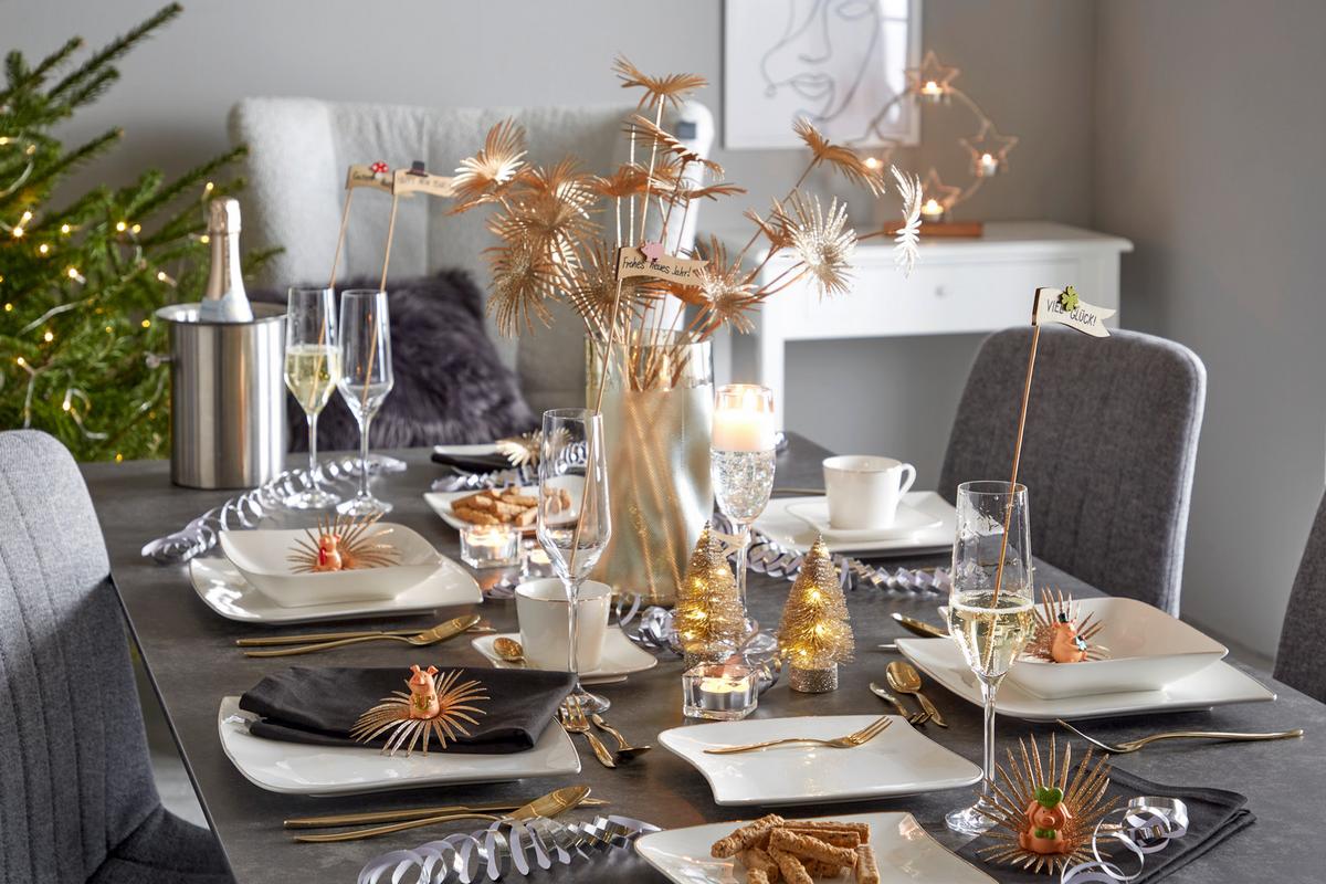 Kombiservice Levinia Porzellan 6 Personen Geschirr Set - Goldfarben/Weiß, ROMANTIK / LANDHAUS, Keramik - James Wood