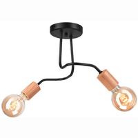 Deckenleuchte Schwarz B: 45 cm - Schwarz, Basics, Holz/Metall (26/45/45cm)