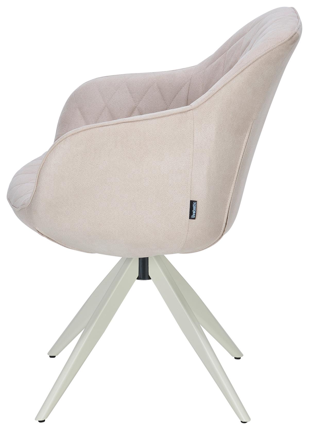 Armlehnstuhl Adriano Beige Gepolstert - Beige, MODERN, Textil/Metall (59/84/59cm) - Livetastic