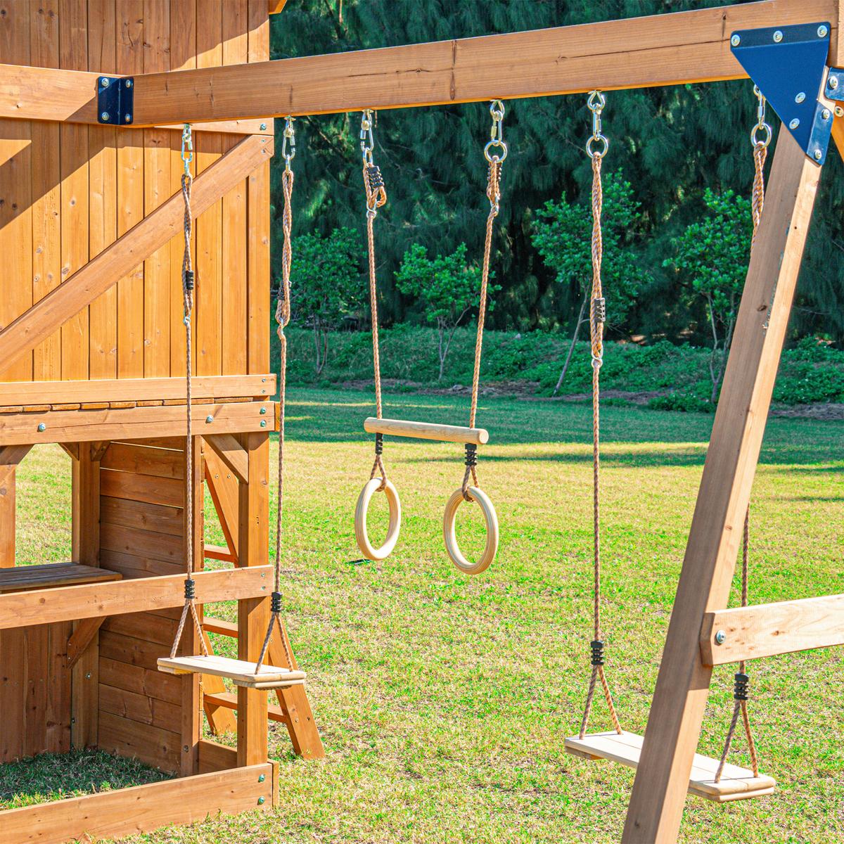 Spielturm mit Rutsche Grau - Anthrazit/Braun, Basics, Holz/Kunststoff (435/410/305cm) - Ambia Garden