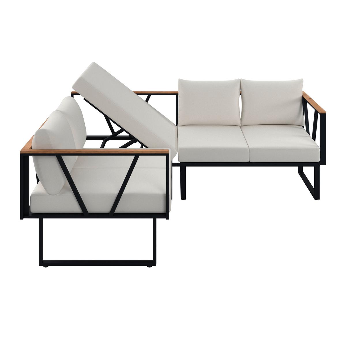 TERASOVÁ SEDACIA SÚPRAVA LORETTA - čierna/farba akácie, Modern, kov/drevo (80/75/80cm) - Bessagi Garden