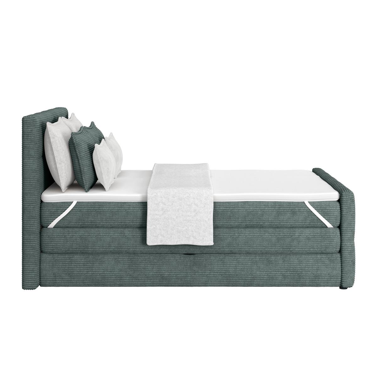 Boxspringbett mit Topper und Bettkasten 140x200 Medino - Blaugrau, KONVENTIONELL, Holz/Holzwerkstoff (140/200cm)