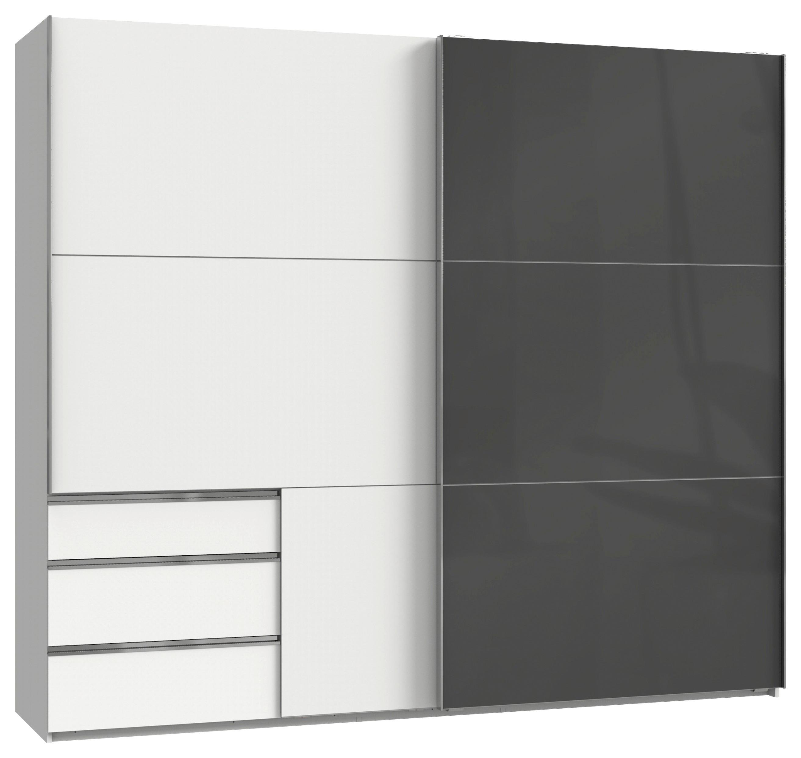 Schwebetürenschrank Mit Laden B: 250 Cm Level Grau/weiß - Weiß/Grau, MODERN, Holzwerkstoff (250/216/65cm) - MID.YOU