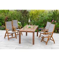 Gartensessel Klappbar Acapulco Akazie/textil - Grau/Akaziefarben, ROMANTIK / LANDHAUS, Holz/Textil (61,5/110,5/68cm) - Gardenson