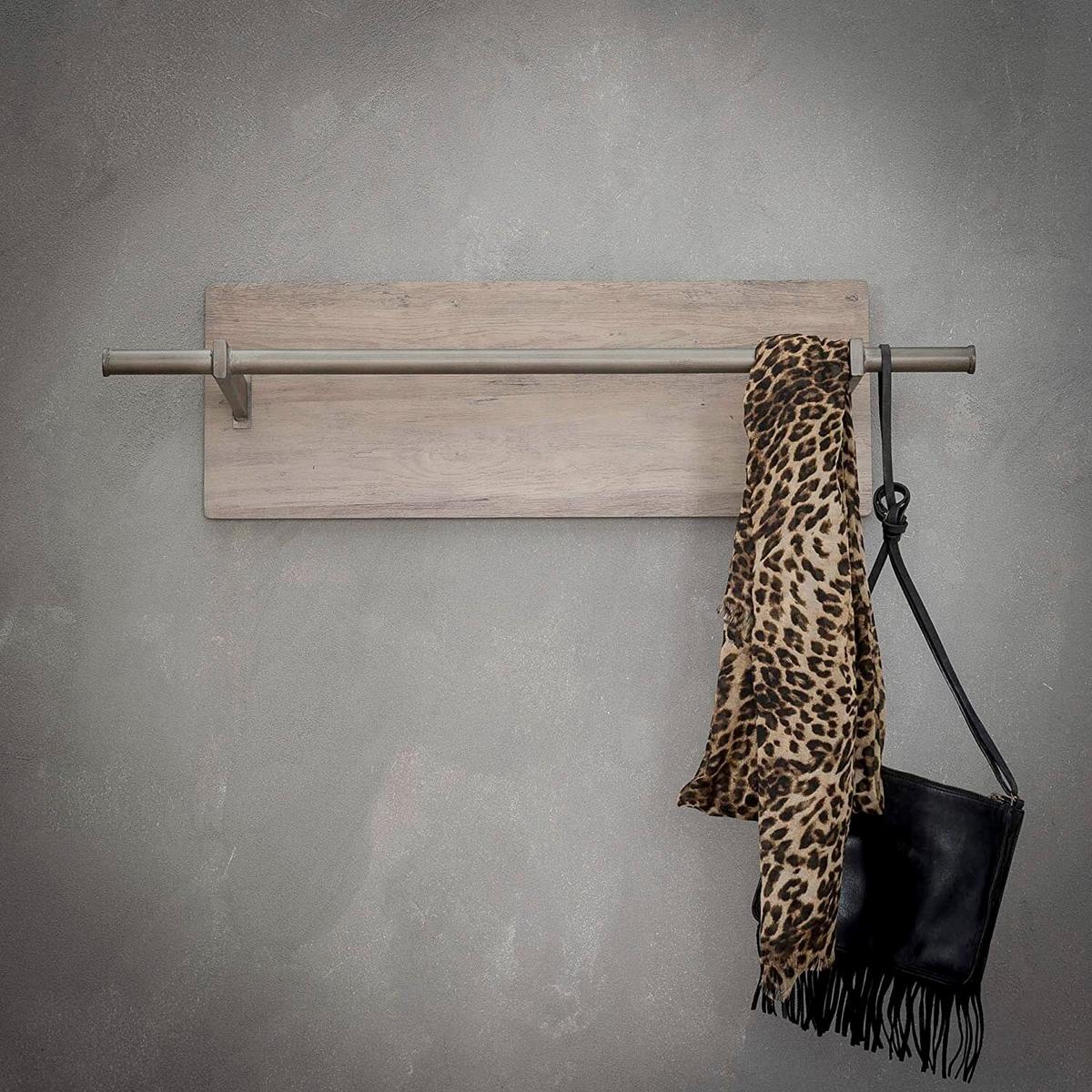 Wandgarderobe Eiche/Silberfarben B: 85 cm - Eichefarben/Silberfarben, Design, Holzwerkstoff/Metall (85/25/30cm) - Livetastic