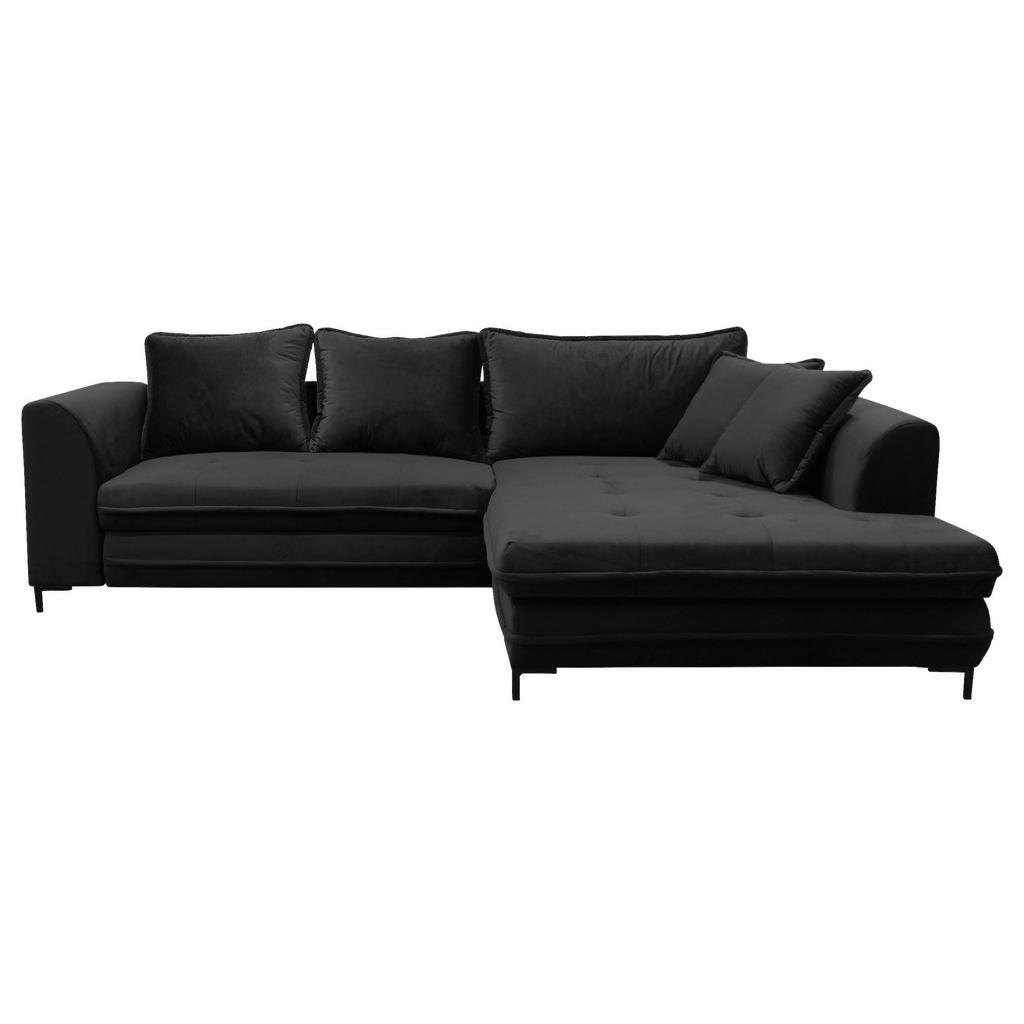 Eckschlafsofa BELLO Schwarz Schlaffunktion Ottomane rechts