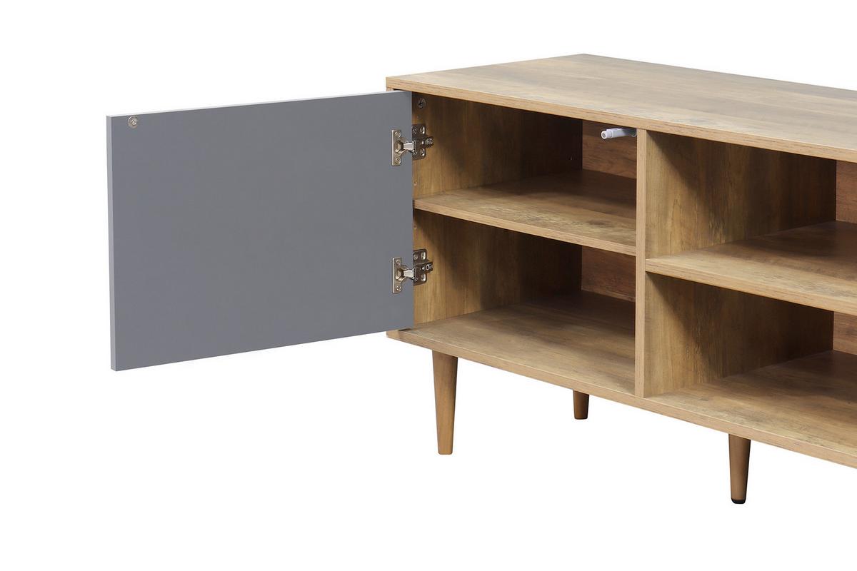 Lowboard Grau, Naturfarben B: 160cm - Naturfarben/Grau, Design, Holzwerkstoff (160/55/40cm) - Livetastic