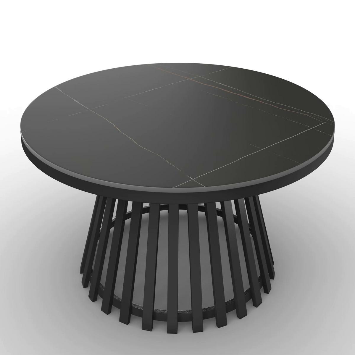 KONFERENČNÍ STOLEK PELA - černá, Moderní, kov/kompozitní dřevo (90/90/45cm) - Bessagi Home