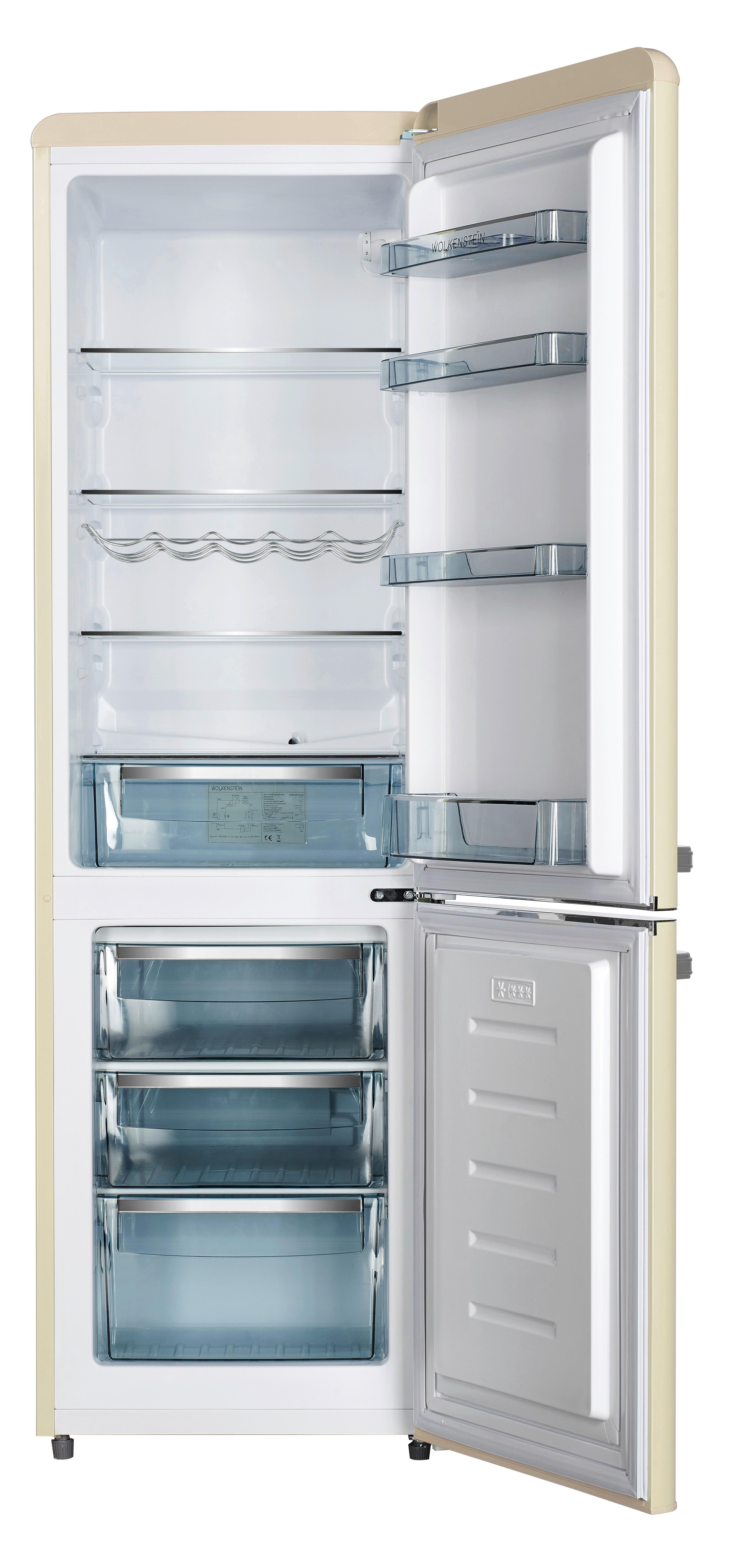 Kühl-Gefrierkombination Cremefarben 69+180 L - Creme, Basics, Kunststoff/Metall (54,60/177,50/62,60cm)