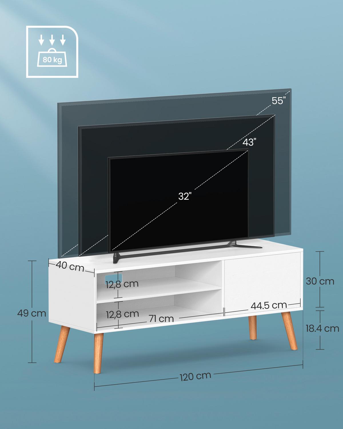 Tv-element Weiß, Hellbraun B: 120 Cm - Hellbraun/Weiß, Trend, Holzwerkstoff (120/49/40cm) - MID.YOU