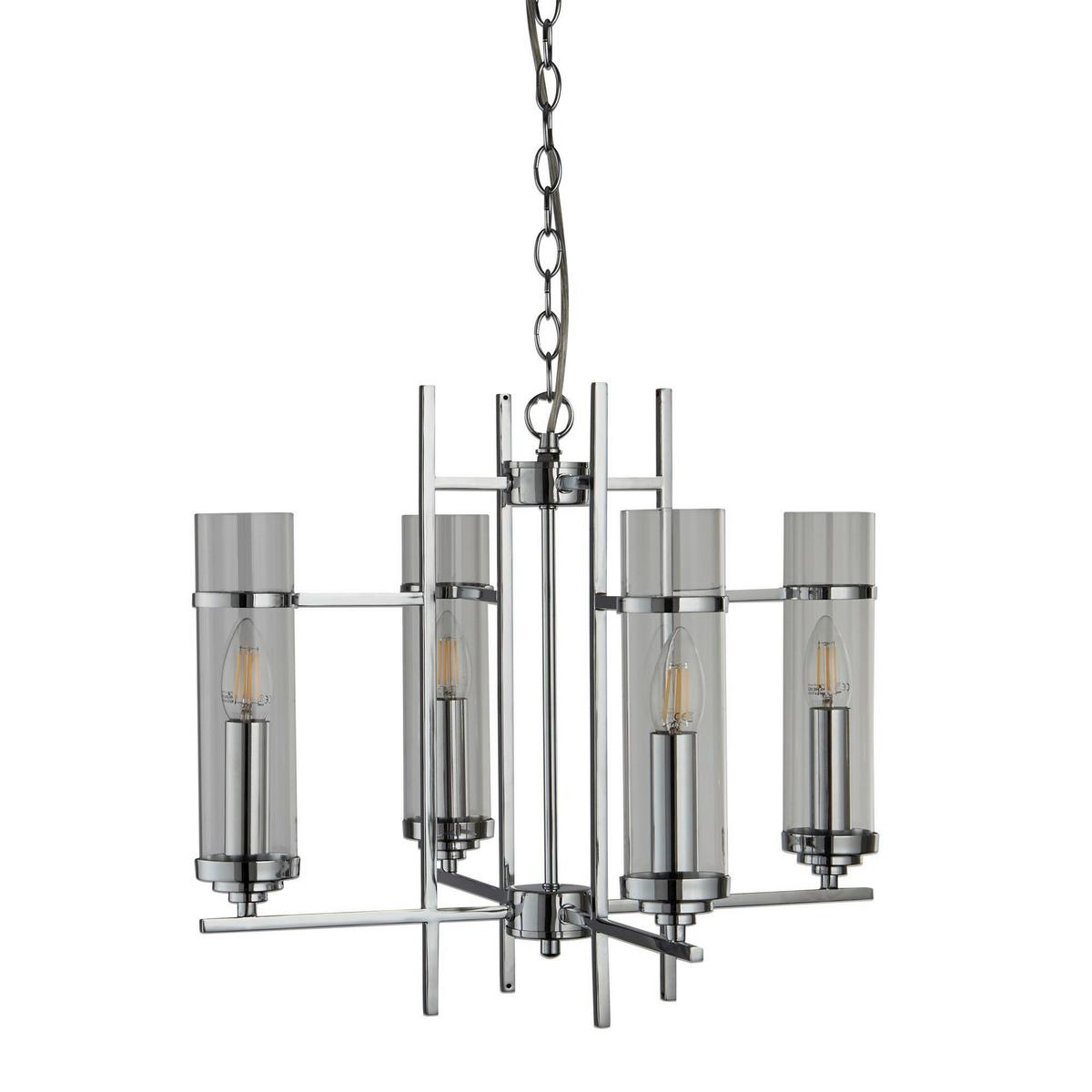 Hängeleuchte 3094-4cc - Chromfarben, Design, Glas/Metall (49/49/42-92cm)