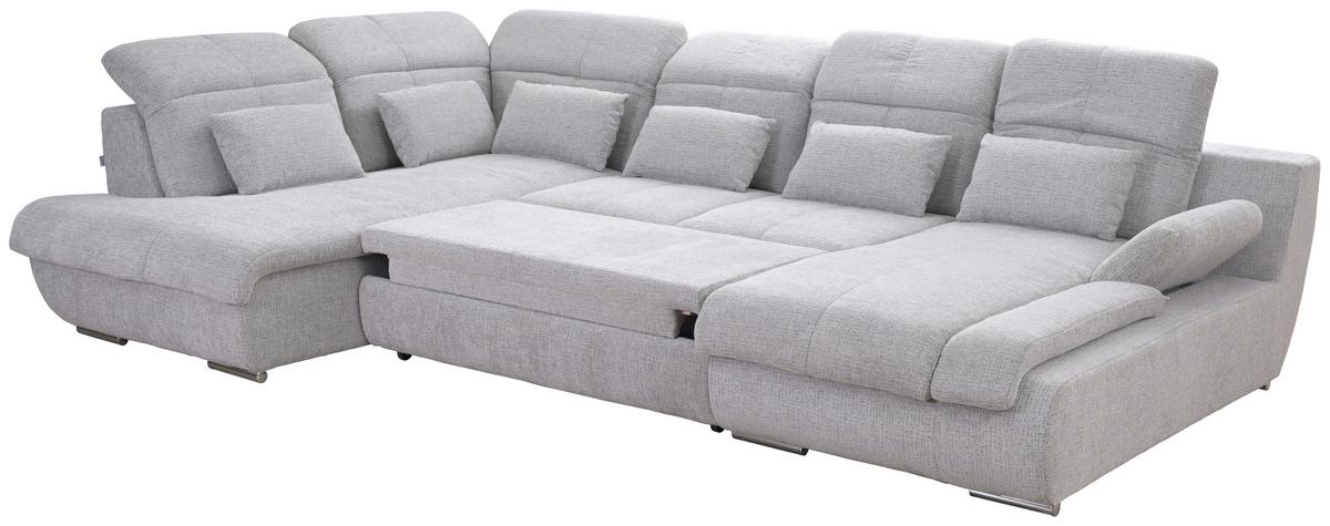 Wohnlandschaft Multi mit Schlaffunktion grau - Chromfarben/Grau, MODERN, Textil (228/345/184cm) - Luca Bessoni
