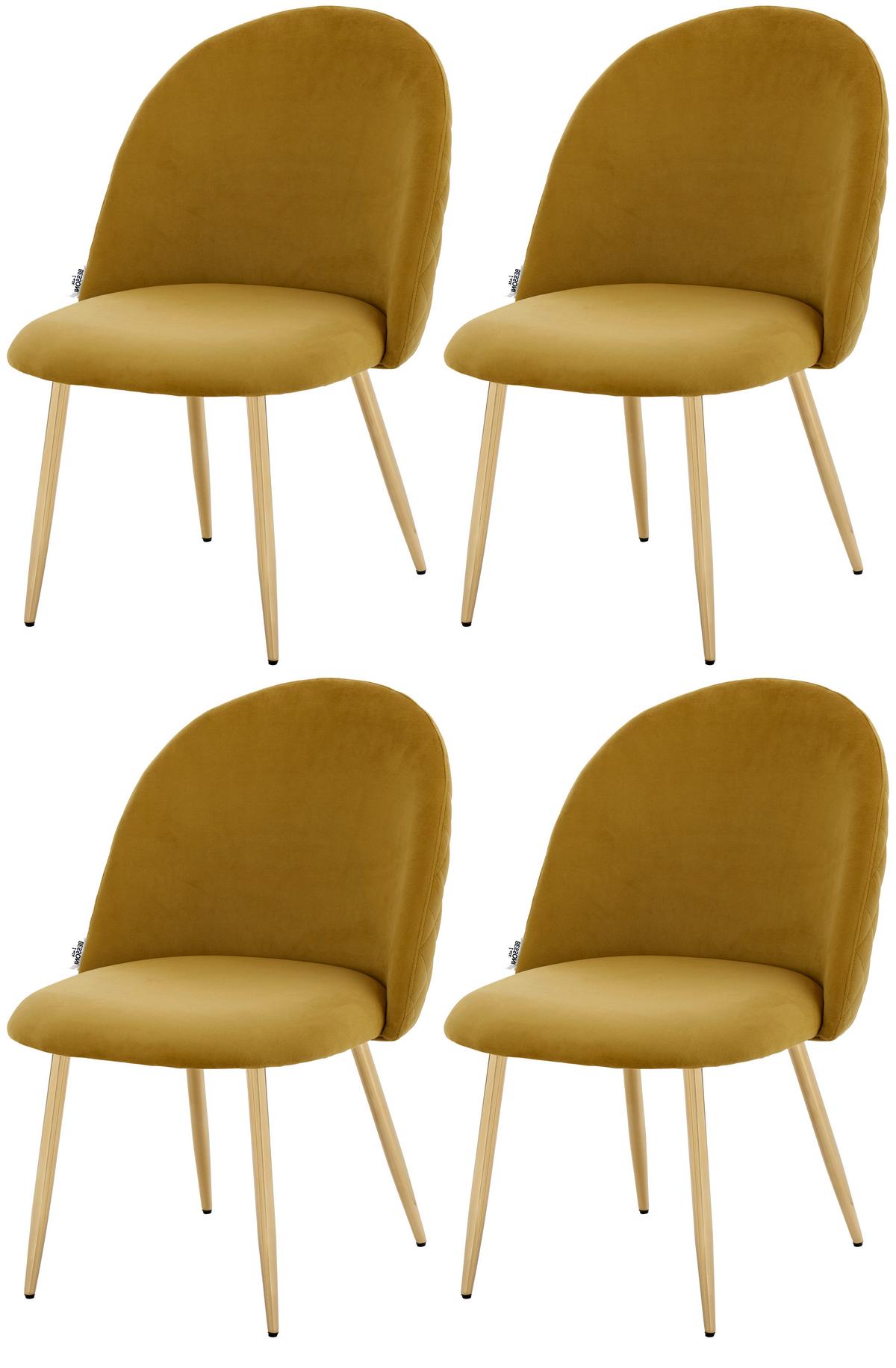 Polsterstuhl Artdeco Dunkelgelb, Beine Gold - Goldfarben/Dunkelgelb, MODERN, Textil/Metall (51/79/58cm) - MID.YOU