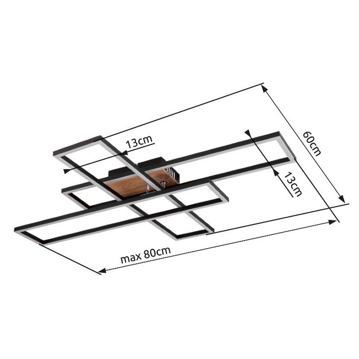 Led-deckenleuchte 67208-40 Dakari - Chromfarben/Dunkelbraun, Design, Holzwerkstoff/Kunststoff (80/60/10cm) - Globo