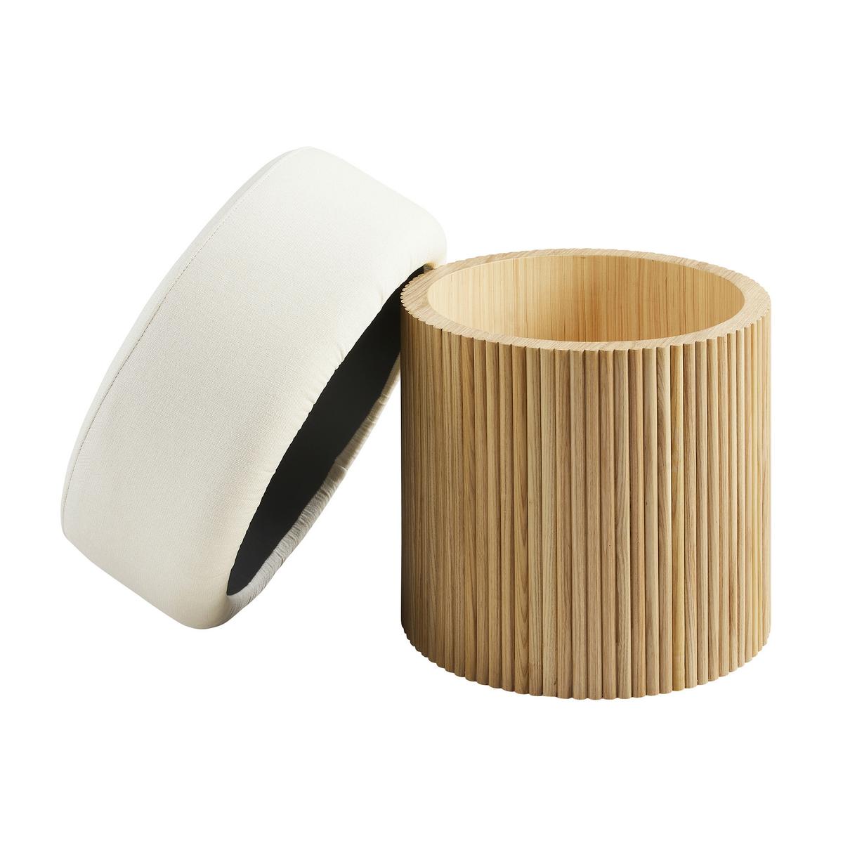 Hocker Weiß, Naturfarben B: 50cm - Naturfarben/Weiß, MODERN, Holzwerkstoff/Textil (50/43/50cm) - Livetastic