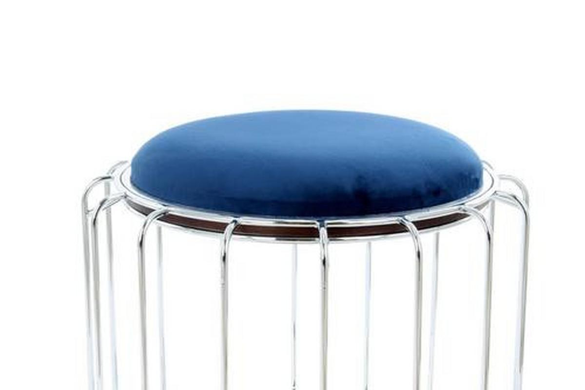 Beistelltisch/pouf 2 In 1 Comfortable Silber/dunkelblau - Silberfarben/Dunkelblau, Basics, Glas/Holzwerkstoff (50/50/45cm) - Kayoom