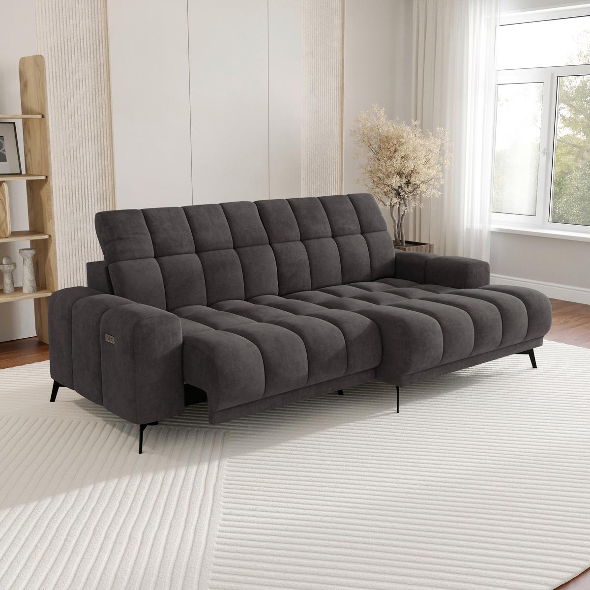 Rohová sedačka LAYA, pravá, tmavě hnědá tkanina MEMPHIS - tmavě hnědá, Moderní, textil (250/155cm) - Premium Living