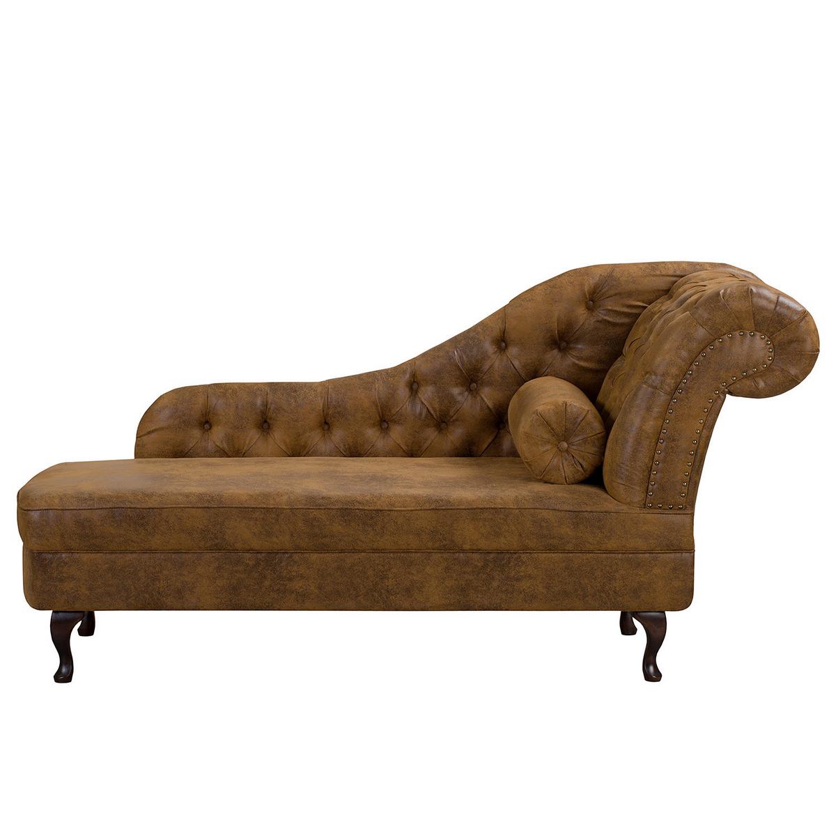 Récamiere Pako Cognac B: 185cm - Cognac/Braun, Design, Textil (185/93/75cm) - Livetastic