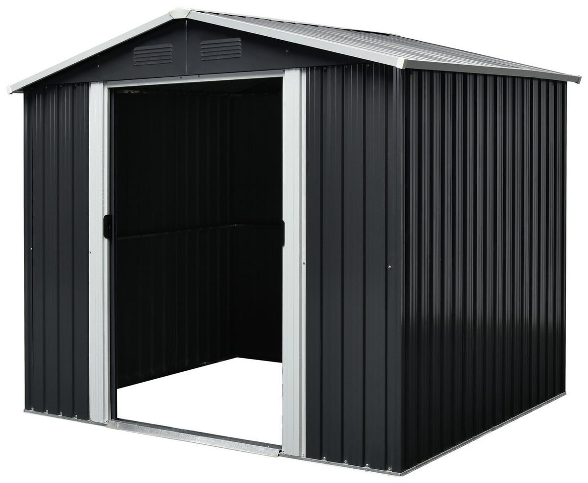 Gerätehäuser Ohne Boden Regenwasserdicht 301x214x174 - Anthrazit/Weiß, Basics, Metall (301/214/174cm)