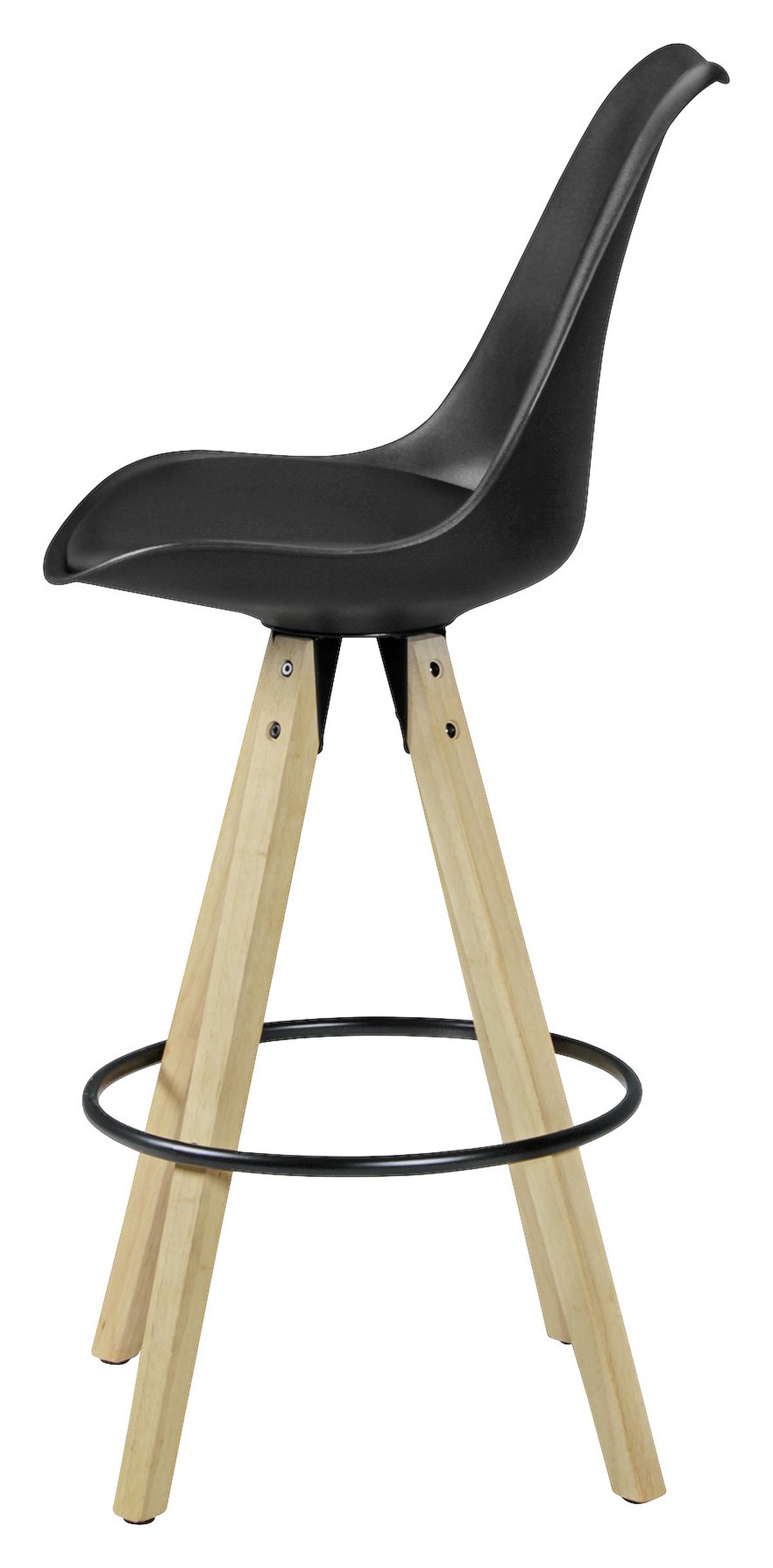 Barhocker Lima Schwarz Matt 2er-Set - Eichefarben/Schwarz, Design, Holz/Kunststoff (49/113/49cm) - MID.YOU