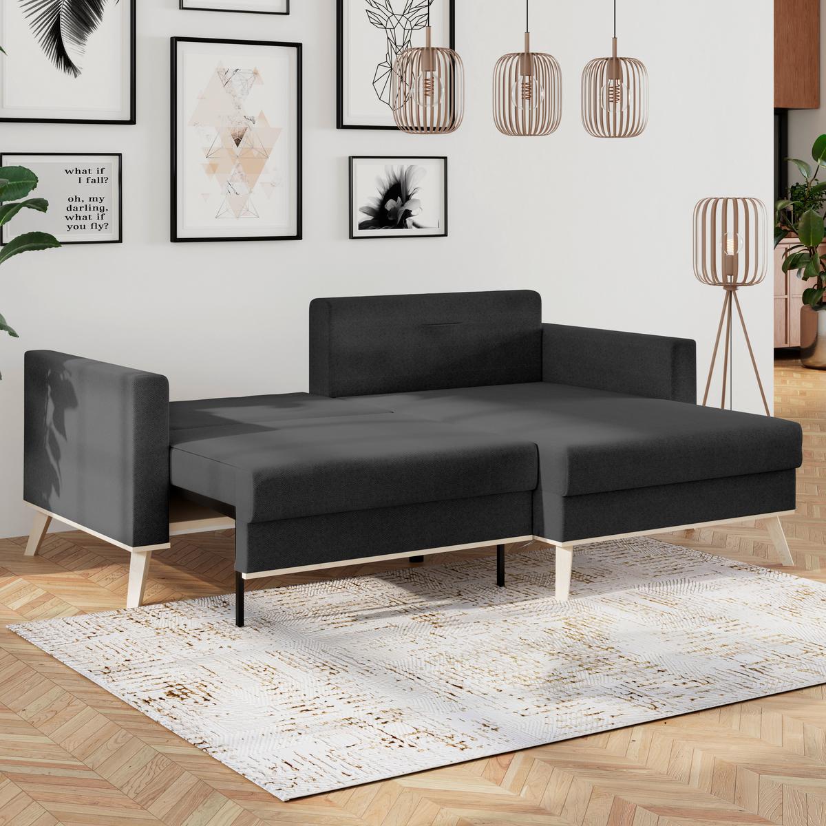 Ecksofa Carini - Eichefarben/Anthrazit, Basics, Textil (222/152cm)