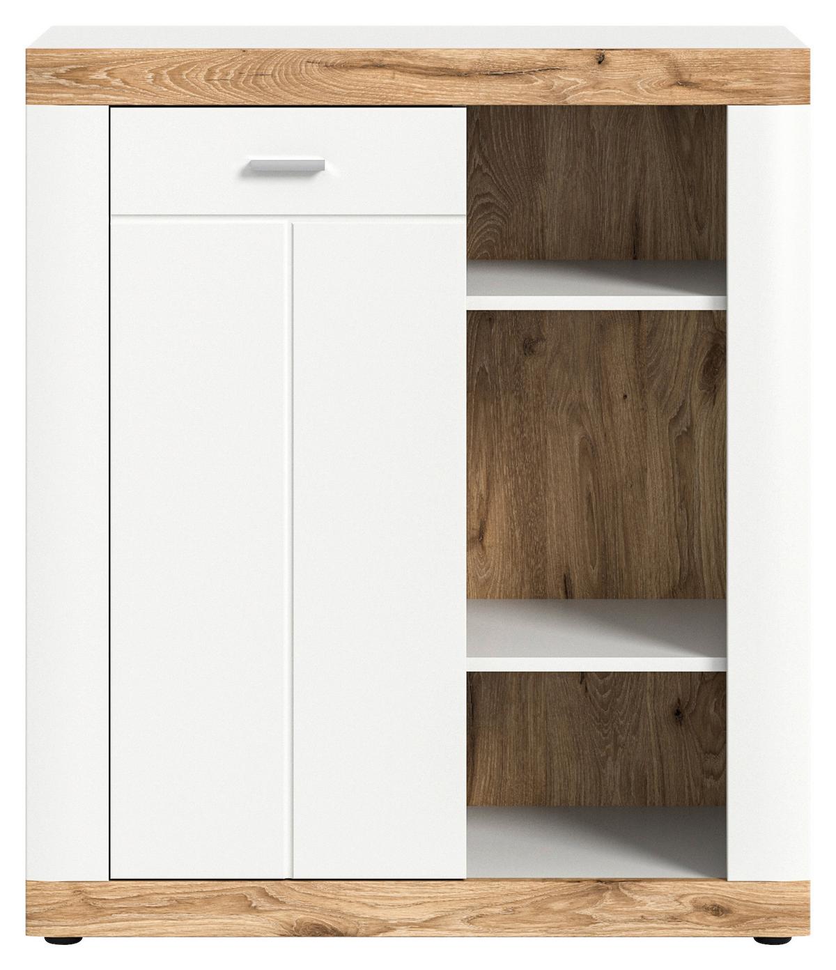 Kommode Laredo Weiß/nox Oak B: 91 Cm - KONVENTIONELL, Holzwerkstoff (91/104/40cm) - MID.YOU