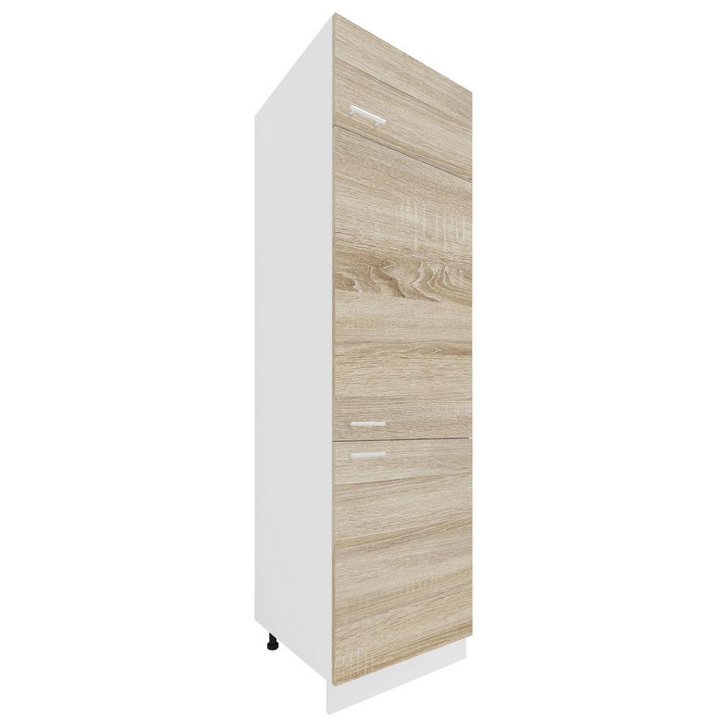 Küchen-Hochschrank Esilo B: 60cm Eiche Dekor/Weiß