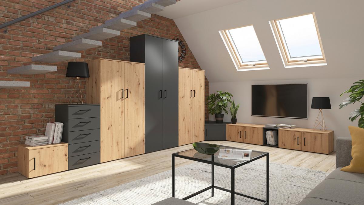 Szekrény Multistauraum - Artisan tölgy, Modern, faalapú anyag (80/195/40cm) - Carryhome