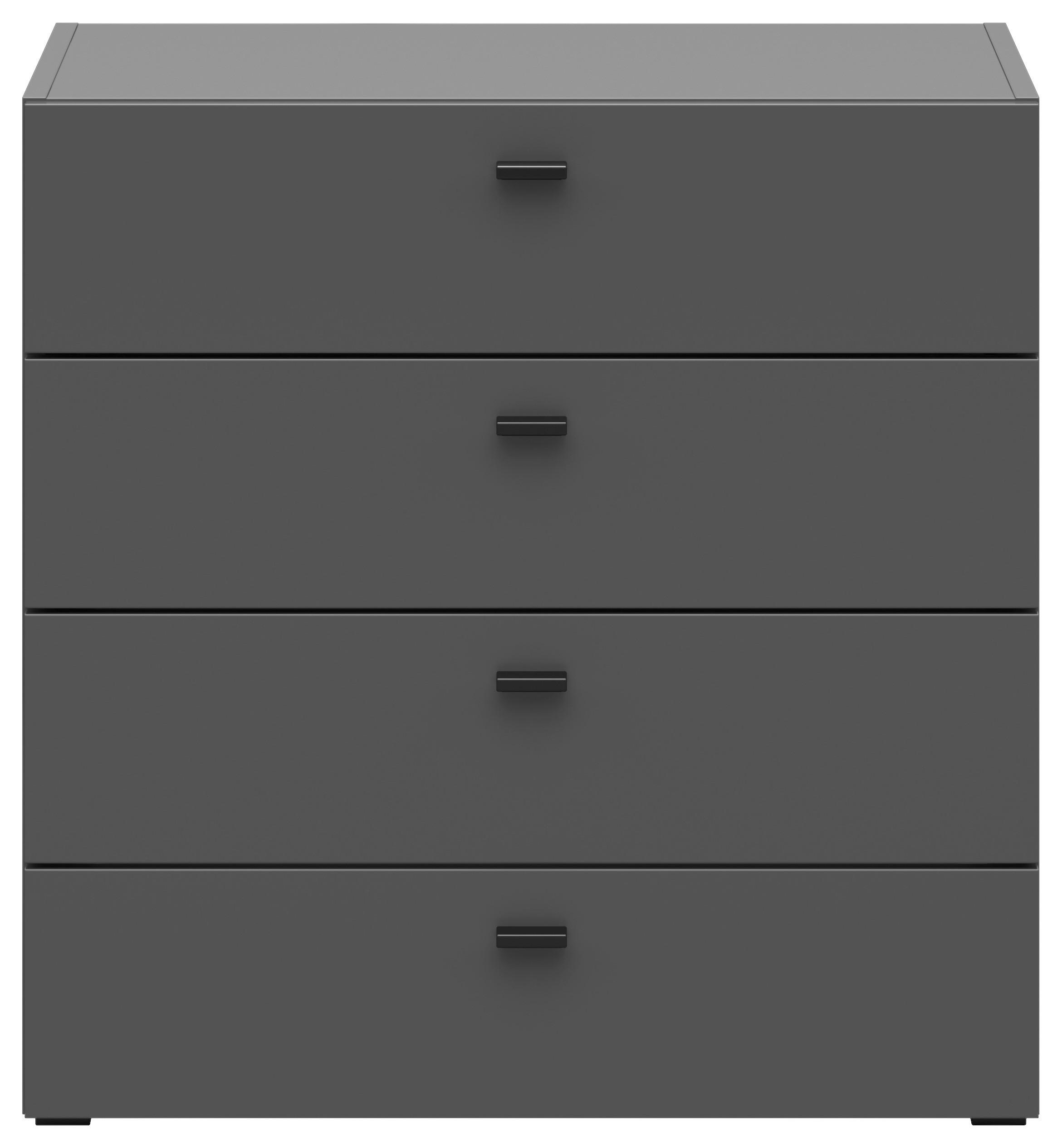 Wohnzimmer Stapelprogramm 64 Sixty-Four ,kommode 4 Laden - Schwarz/Graphitfarben, Trend, Holzwerkstoff (64/64/35cm)