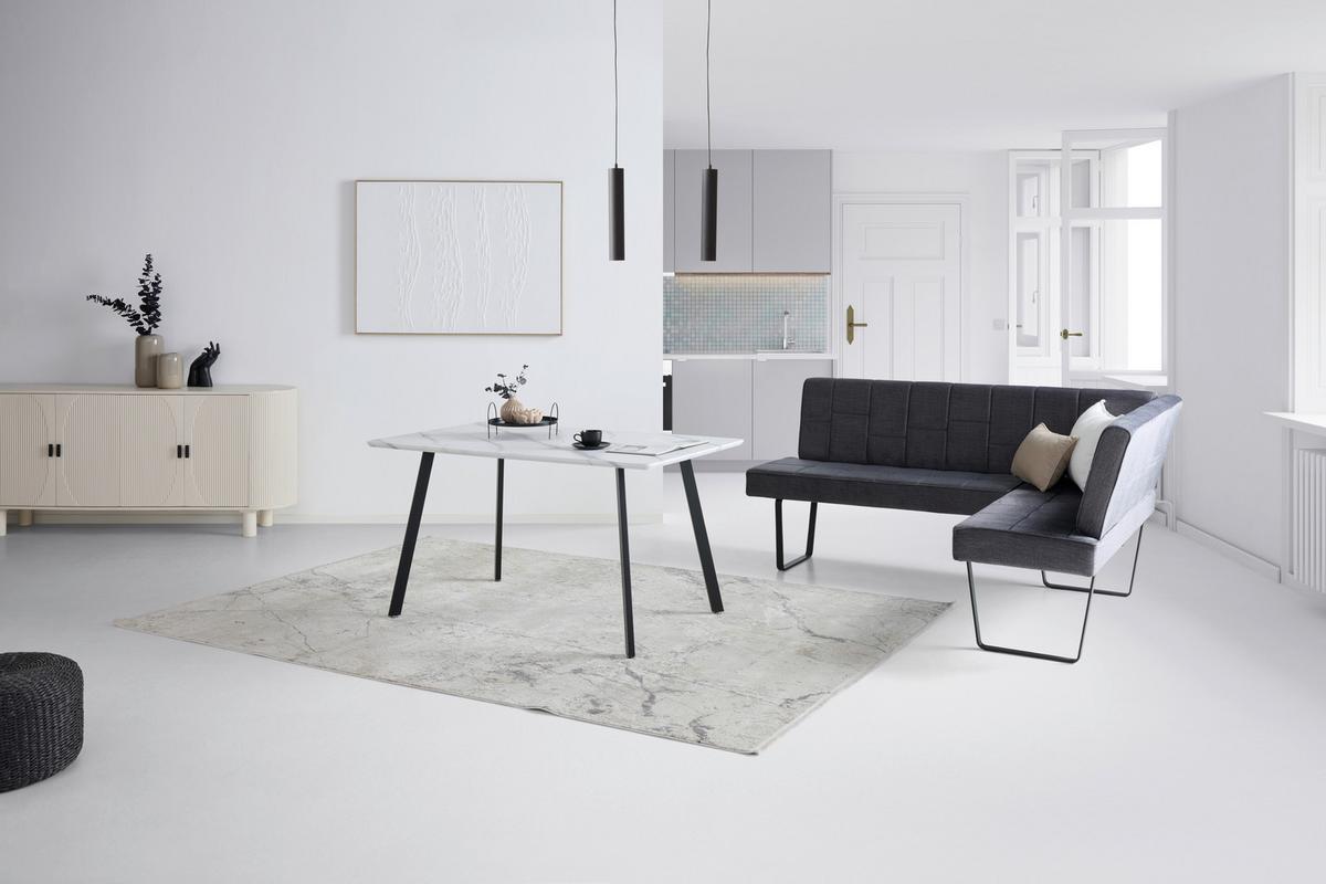 Eckbank Tilos Samt Dunkelgrau, S: 190x150 Cm - Dunkelgrau, KONVENTIONELL, Textil/Metall (190/150cm) - MID.YOU