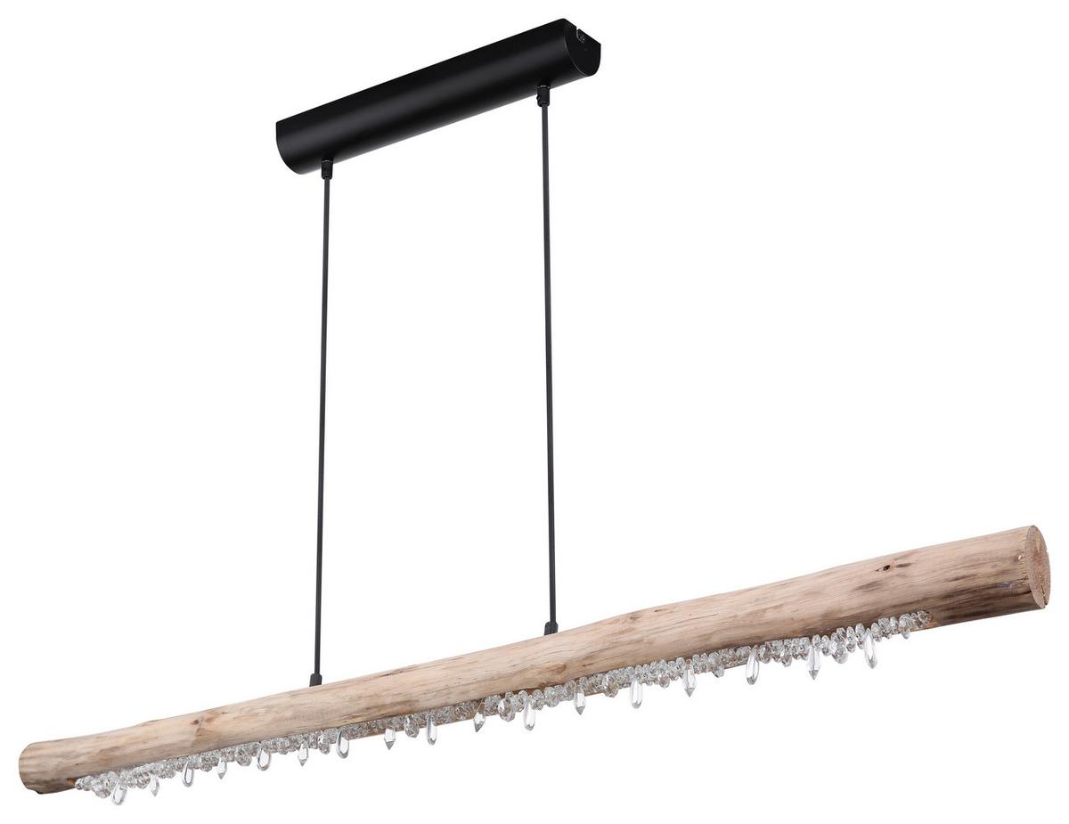 Hängeleuchte Felicitas H: 150 cm 1-Flammig - Klar/Schwarz, Basics, Holz/Kunststoff (120/7/150cm) - Globo