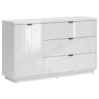Sideboard 156 cm Forn Chest Of Drawers, Weiß Hochglanz - Weiß Hochglanz/Schwarz, Design, Holzwerkstoff (156/93/42,5cm)