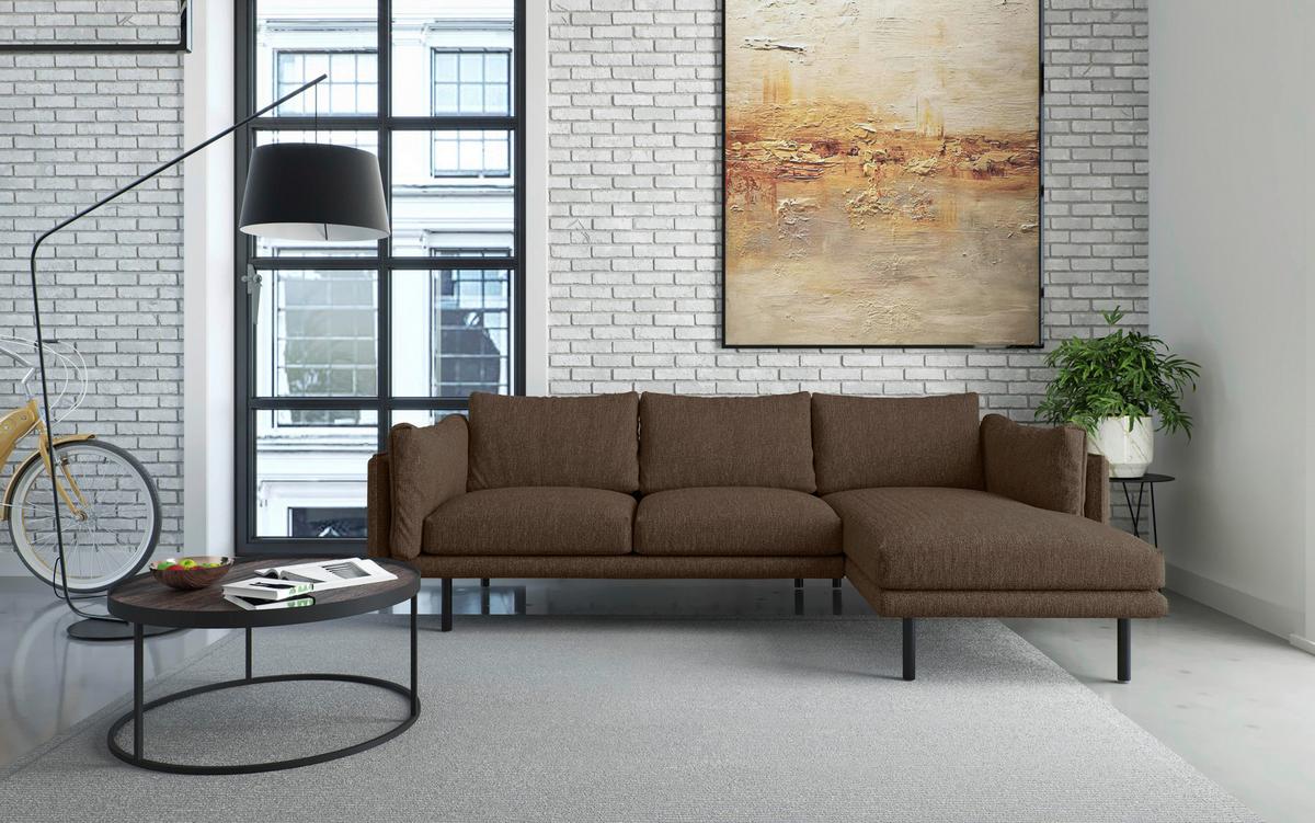 Ecksofa Salama - Hellbraun/Beige, Design, Textil (268/160/80cm) - Livetastic