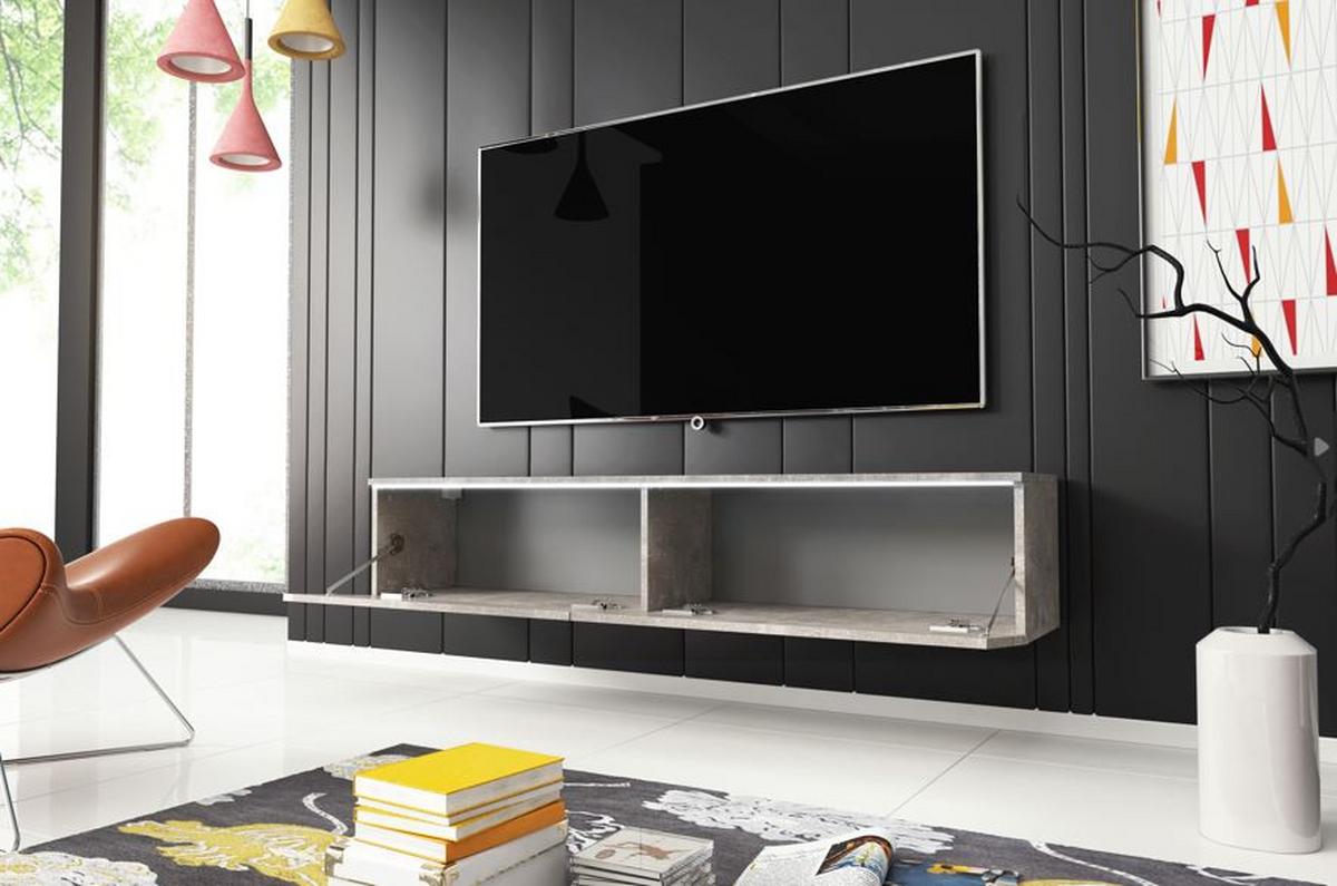 Nízka komoda s LED dekor betón - sivá, Lifestyle, kompozitné drevo/plast (140/30/33cm) - P & B