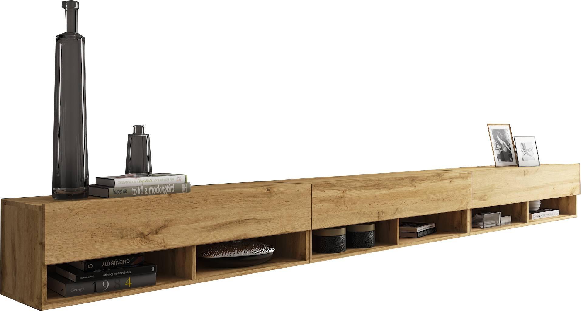 Nízka komoda s LED osvetlením - sivá/biela s vysokým leskom, Lifestyle, kompozitné drevo/plast (300/30/31cm) - P & B