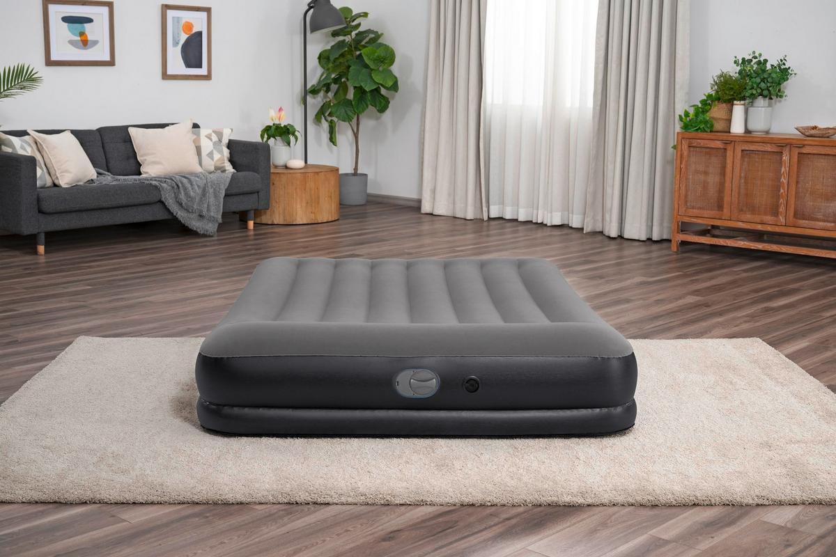 Luftbett Lena 203x152x36 Cm Bis 300kg, Inkl. Pumpe - Dunkelgrau/Schwarz, KONVENTIONELL, Kunststoff/Metall (203/152/36cm) - Bestway