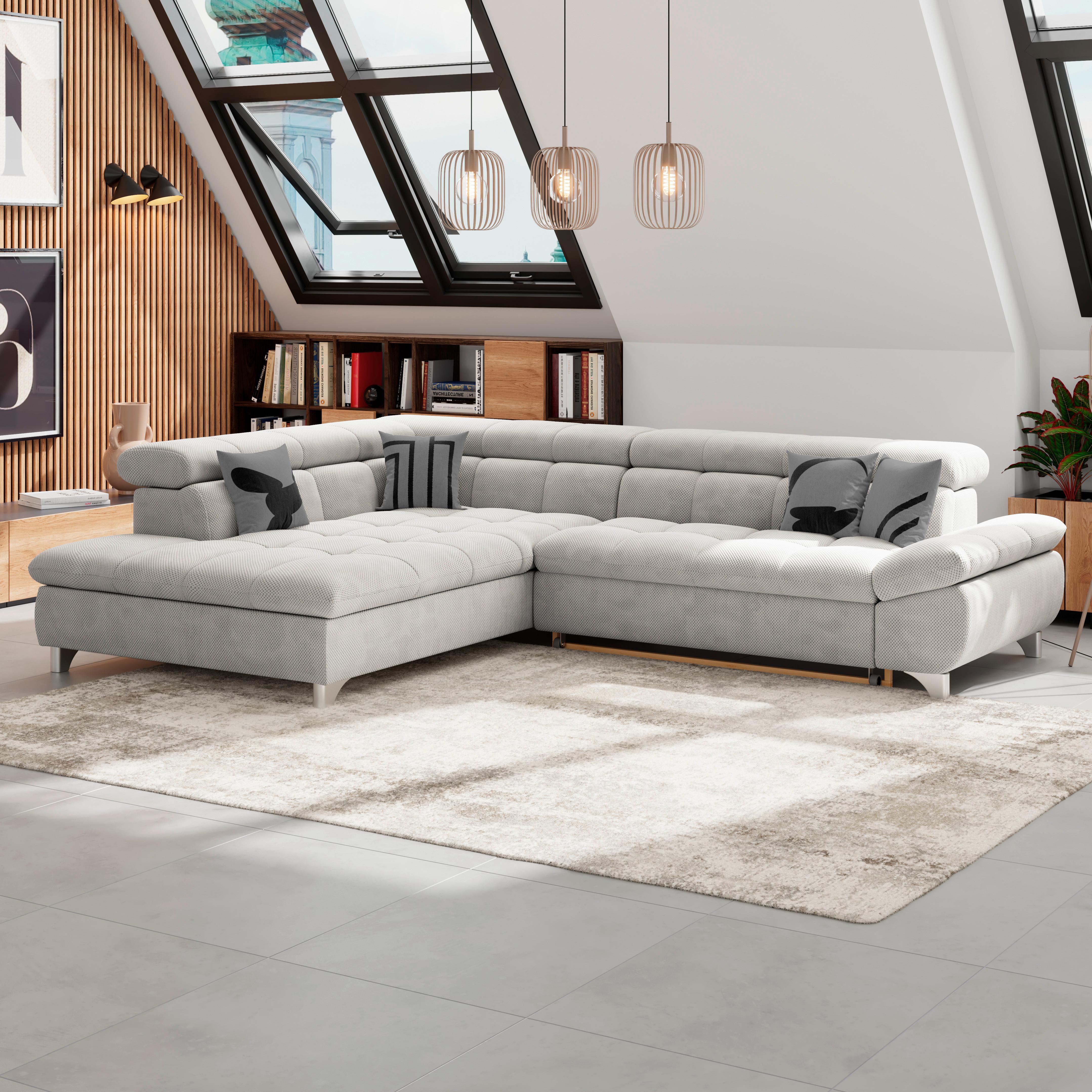 Ecksofa Gemini Naturfarben, B: 234cm - Chromfarben/Beige, KONVENTIONELL, Textil (234/312cm)