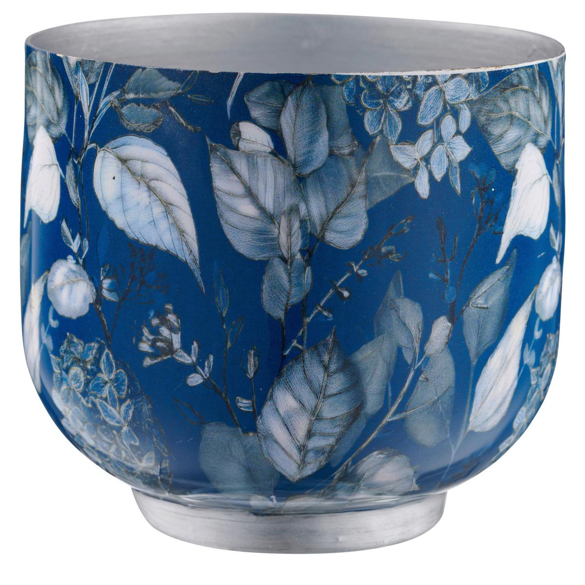 Übertopf Enna - Blau, Basics, Metall (10/9,5/10cm)